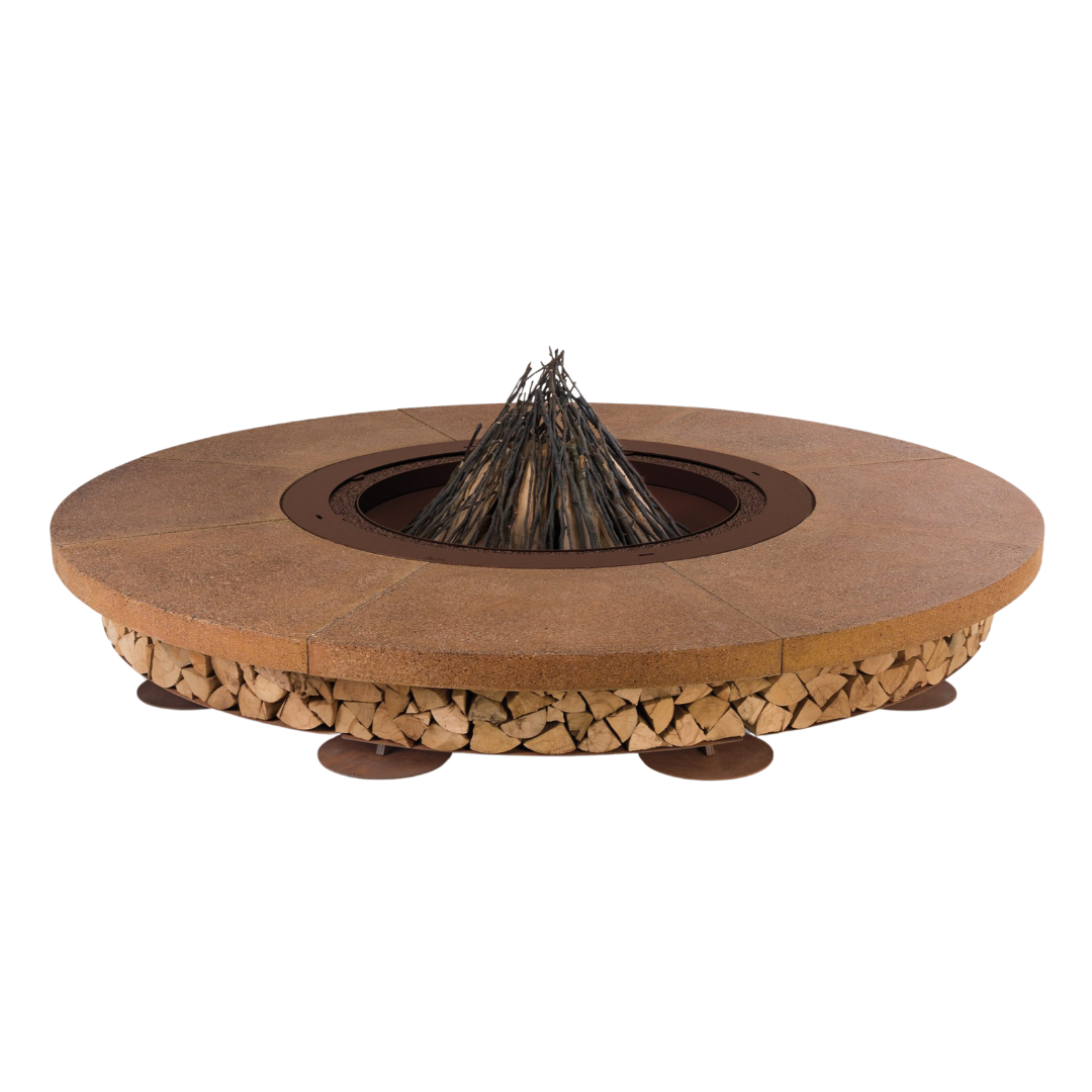 Ercole Concrete Ø1200 H350 mm / Brown / Yes Fire Pits